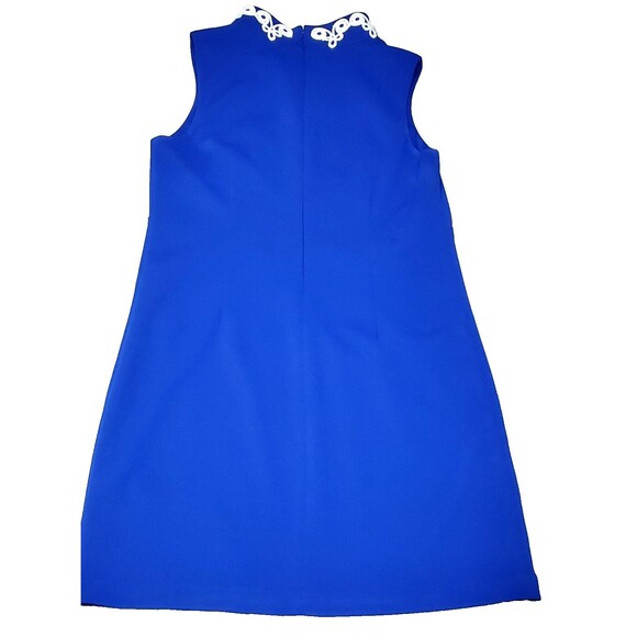 Blue Embroidered Sleeveless Dress Size 12 Retro Mod Boho Chic Cocktail Party A-L - Picture 3 of 16